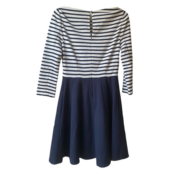 KATE SPADE Selma Striped Fit & Flare Ponte Dress Size 4 Navy  Pockets Easter - Picture 5 of 13